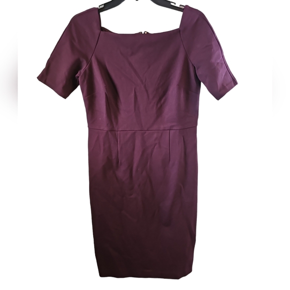 Ann Taylor Square neck sheeth dress sz 6 petite plum purple - Picture 6 of 7